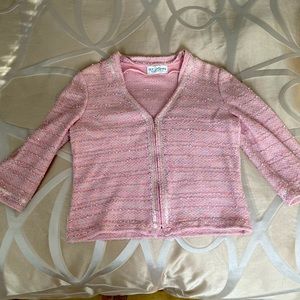 St. John pink sparkle zip cardigan